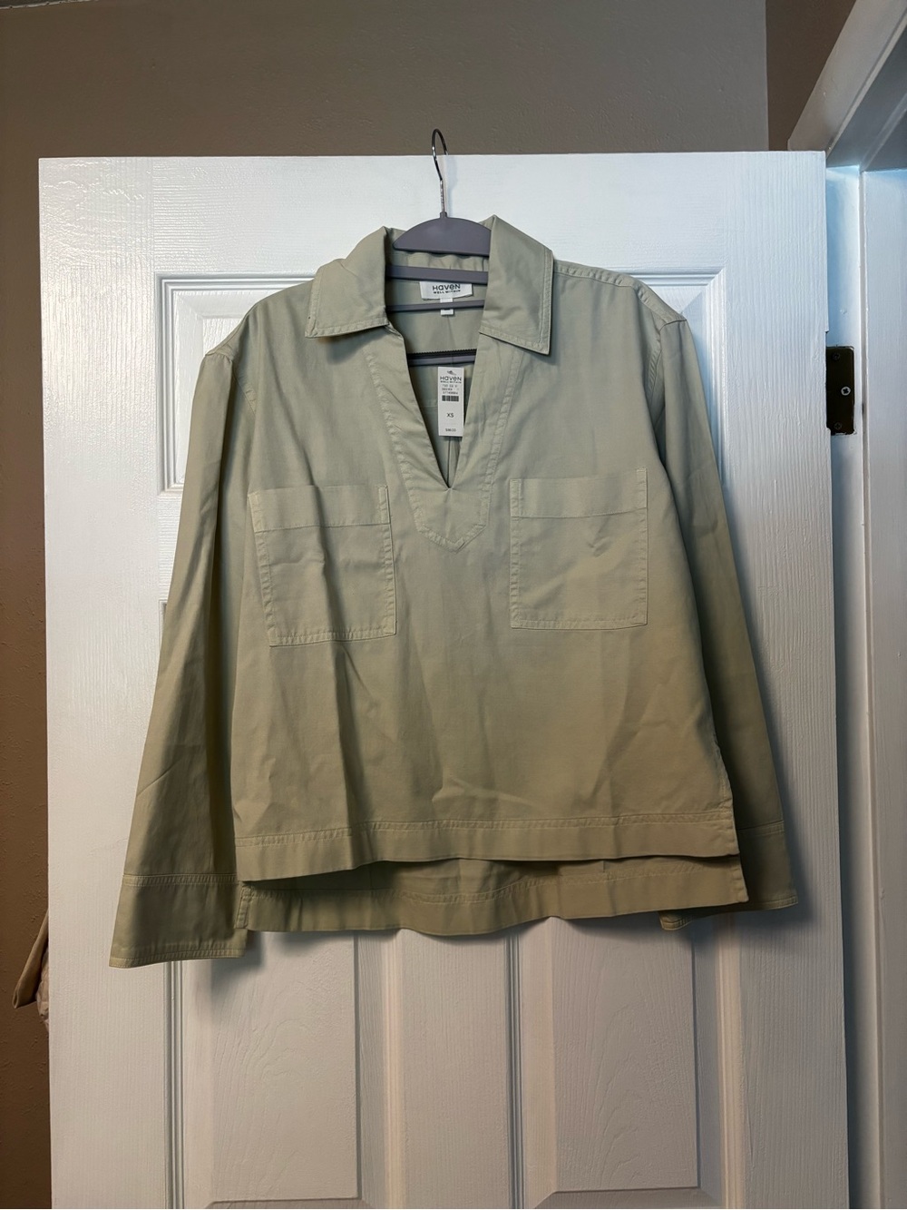 Haven Well Within Sage Green V-Notch Collared Tunic